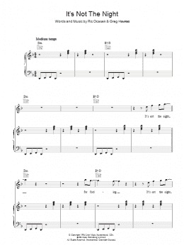page one of It's Not The Night (Piano, Vocal & Guitar Chords)