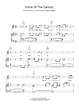 page one of Crime Of The Century (Piano, Vocal & Guitar Chords)