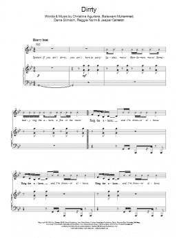 page one of Dirrty (Piano, Vocal & Guitar Chords)