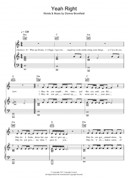 page one of Yeah Right (Piano, Vocal & Guitar Chords)