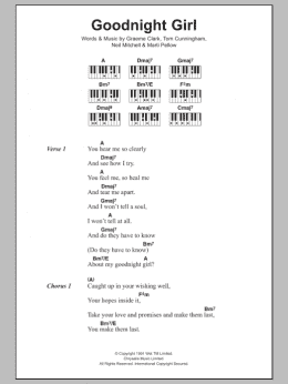 page one of Goodnight Girl (Piano Chords/Lyrics)