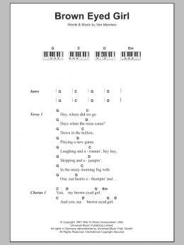 page one of Brown Eyed Girl (Piano Chords/Lyrics)