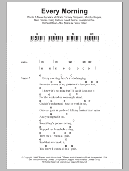 page one of Every Morning (Piano Chords/Lyrics)