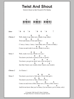 page one of Twist And Shout (Piano Chords/Lyrics)