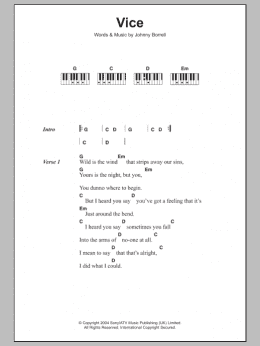 page one of Vice (Piano Chords/Lyrics)