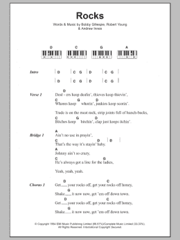 page one of Rocks (Piano Chords/Lyrics)
