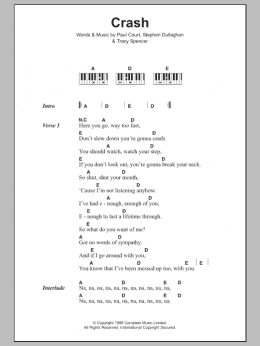 page one of Crash (Piano Chords/Lyrics)