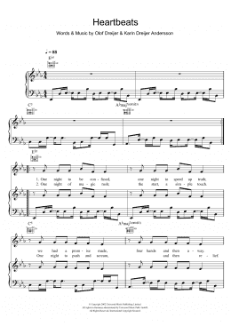 page one of Heartbeats (Piano, Vocal & Guitar Chords)