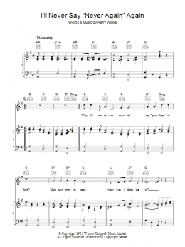 page one of I'll Never Say 'Never Again' Again (Piano, Vocal & Guitar Chords)