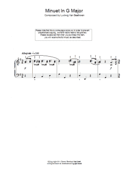page one of Minuet In G Major (Piano Solo)