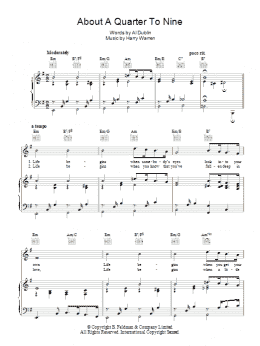 page one of About A Quarter To Nine (Piano, Vocal & Guitar Chords)