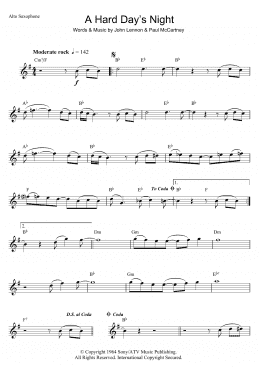 page one of A Hard Day's Night (Alto Sax Solo)