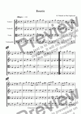 page one of Bourree (from the Water Music)