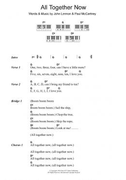 page one of All Together Now (Piano Chords/Lyrics)