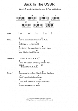 page one of Back In The U.S.S.R. (Piano Chords/Lyrics)