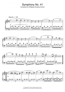 page one of Symphony No.41 'Jupiter' (3rd Movement: Minuet) (Piano Solo)