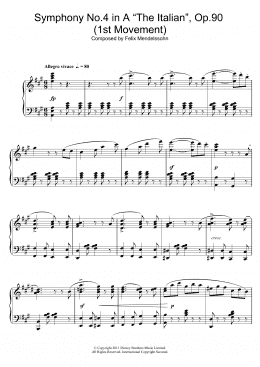 page one of Symphony No.4 'The Italian' (1st Movement: Allegro Vivace) (Piano Solo)