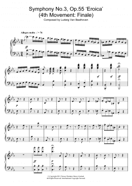page one of Symphony No.3 (Eroica), 4th Movement: Finale (Piano Solo)