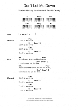 page one of Don't Let Me Down (Piano Chords/Lyrics)
