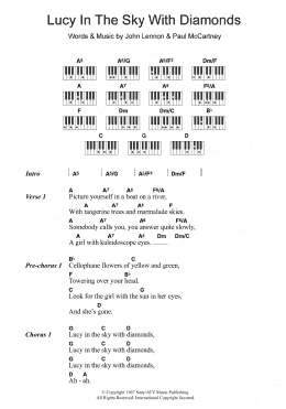 page one of Lucy In The Sky With Diamonds (Piano Chords/Lyrics)