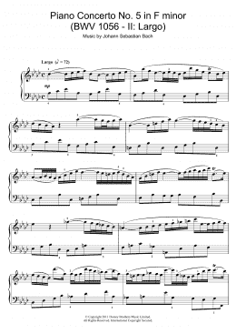 page one of Piano Concerto No. 5 in F minor (BWV 1056 - II: Largo) (Piano Solo)