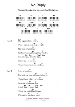 page one of No Reply (Piano Chords/Lyrics)