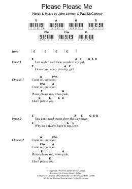 page one of Please Please Me (Piano Chords/Lyrics)