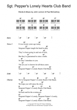 page one of Sgt. Pepper's Lonely Hearts Club Band (Piano Chords/Lyrics)