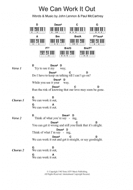 page one of We Can Work It Out (Piano Chords/Lyrics)