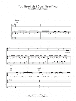 page one of You Need Me I Don't Need You (Piano, Vocal & Guitar Chords)