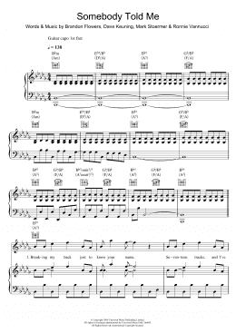 page one of Somebody Told Me (Piano, Vocal & Guitar Chords)
