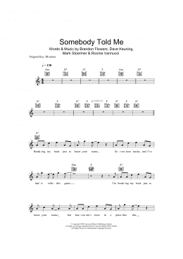 page one of Somebody Told Me (Lead Sheet / Fake Book)