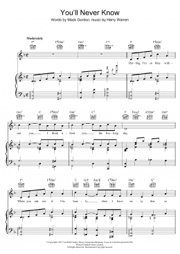 page one of You'll Never Know (Piano, Vocal & Guitar Chords)
