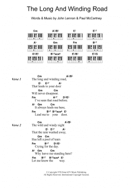 page one of The Long And Winding Road (Piano Chords/Lyrics)