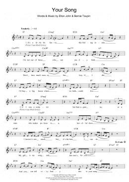 page one of Your Song (Lead Sheet / Fake Book)