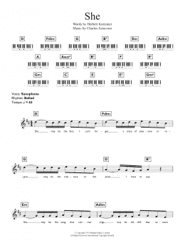 page one of She (Piano Chords/Lyrics)