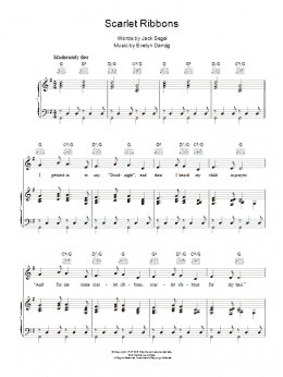 page one of Scarlet Ribbons (Piano, Vocal & Guitar Chords)