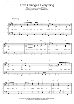 page one of Love Changes Everything (from Aspects Of Love) (Beginner Piano (Abridged))