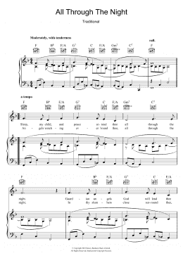 page one of All Through The Night (Piano, Vocal & Guitar Chords)