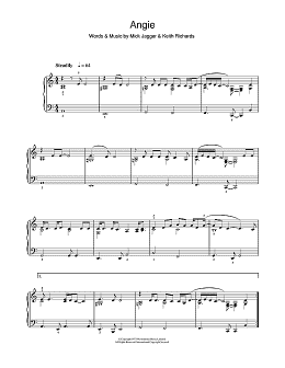 page one of Angie (Beginner Piano)