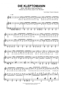 page one of Die Kleptomanin (Ach, Wie Mich Das Aufregt!) (Piano & Vocal)