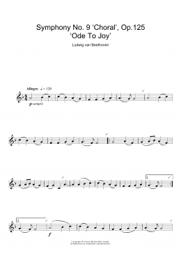 page one of Ode To Joy from Symphony No. 9, Fourth Movement (Clarinet Solo)