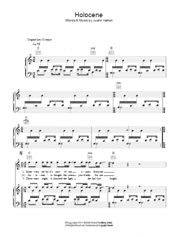 page one of Holocene (Piano, Vocal & Guitar Chords)