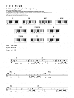 page one of The Flood (Piano Chords/Lyrics)