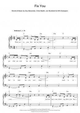 page one of Fix You (Beginner Piano (Abridged))