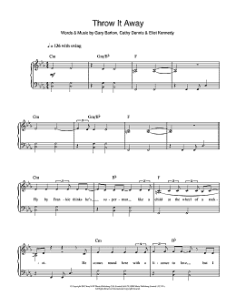 page one of Throw It Away (Easy Piano)