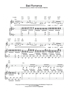 page one of Bad Romance (Piano, Vocal & Guitar Chords)