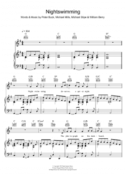 page one of Nightswimming (Piano, Vocal & Guitar Chords)