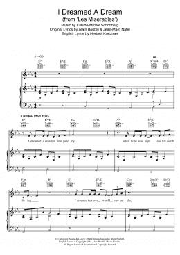 page one of I Dreamed A Dream (from Les Miserables) (Piano, Vocal & Guitar Chords)