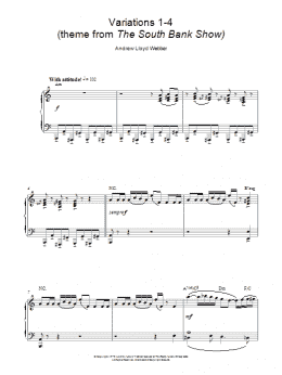 page one of Variations 1-4 (theme from The South Bank Show) (Piano Solo)
